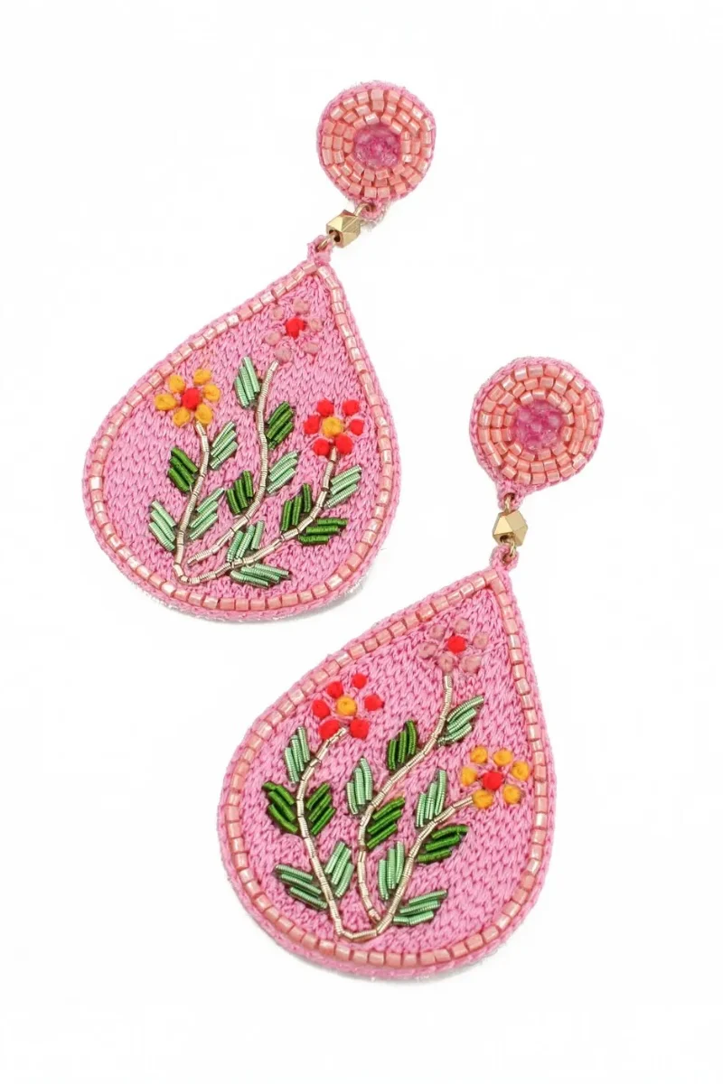 Bohemian Flower Embroidered Earrings - Image 2