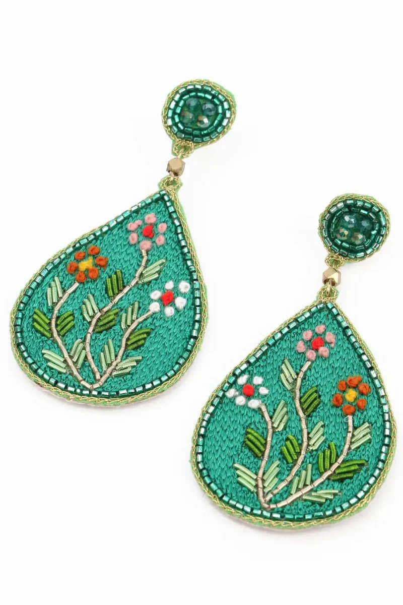 Bohemian Flower Embroidered Earrings - Image 3