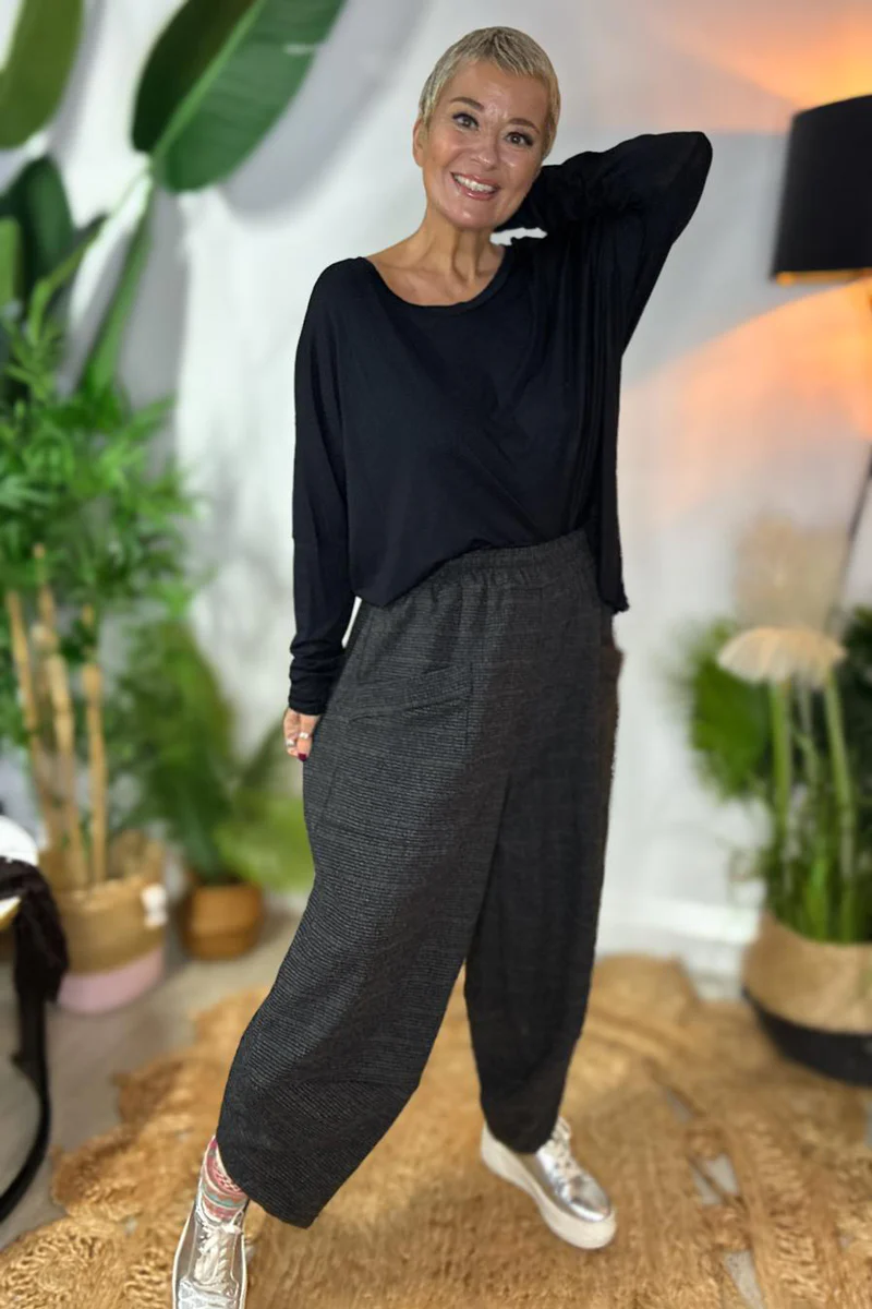 Check Brooke Patch Pocket Barrel Pants - Image 2