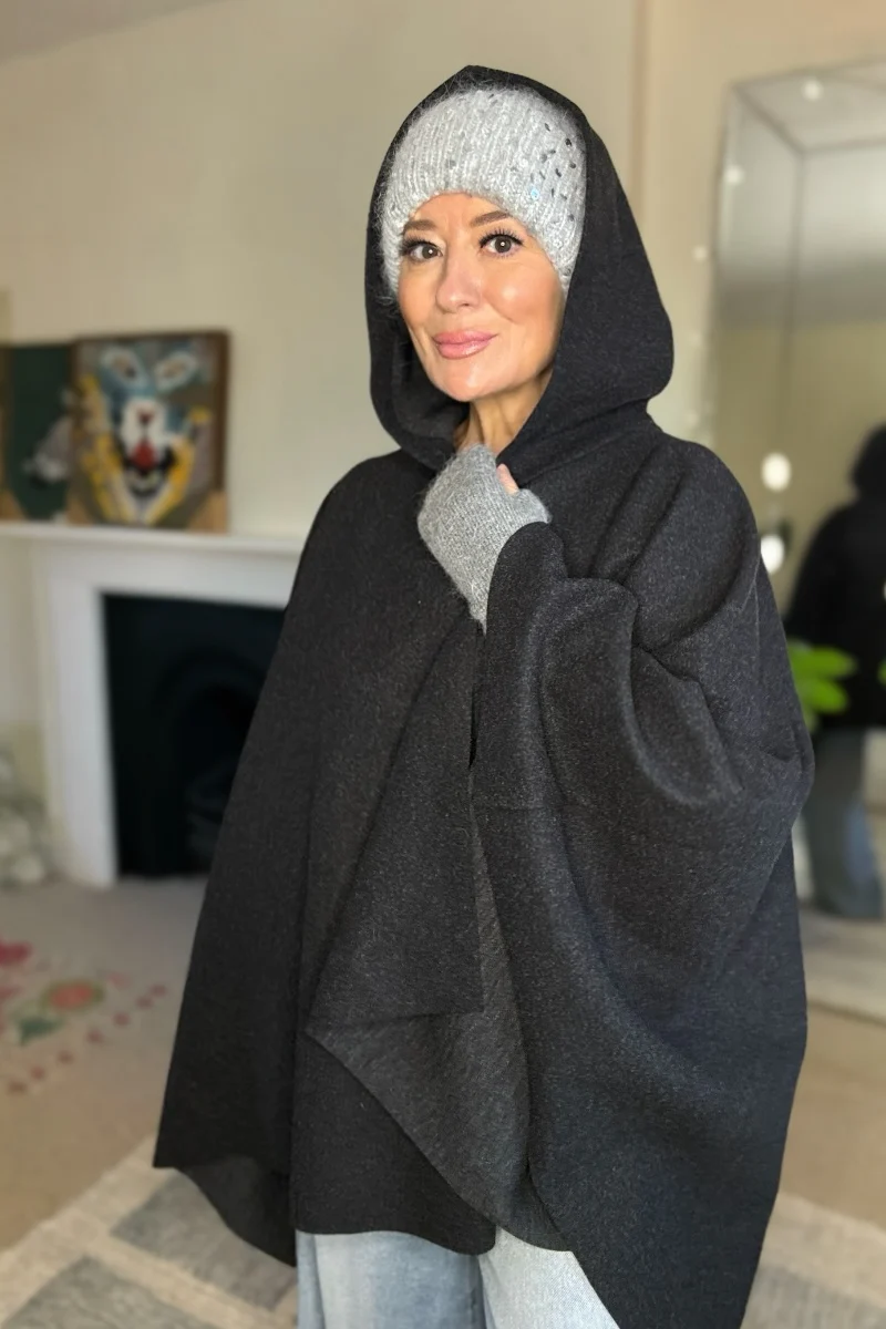 Claudia Hooded Cape Coat - Image 3