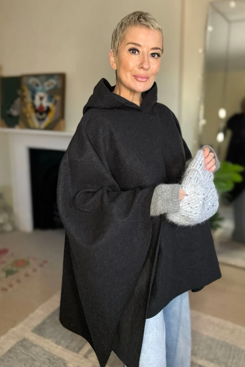 Claudia Hooded Cape Coat - Image 5