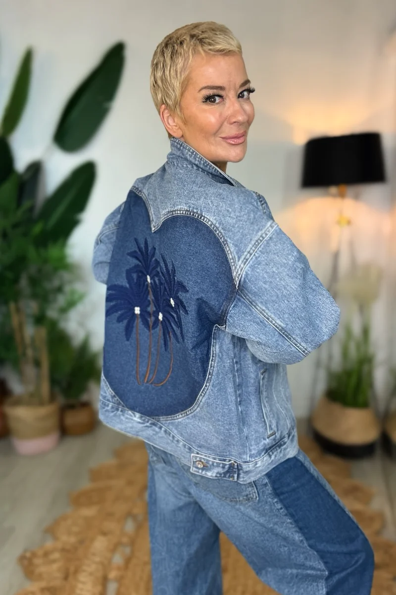 Heart Palm Oversized Denim Jacket - Image 2