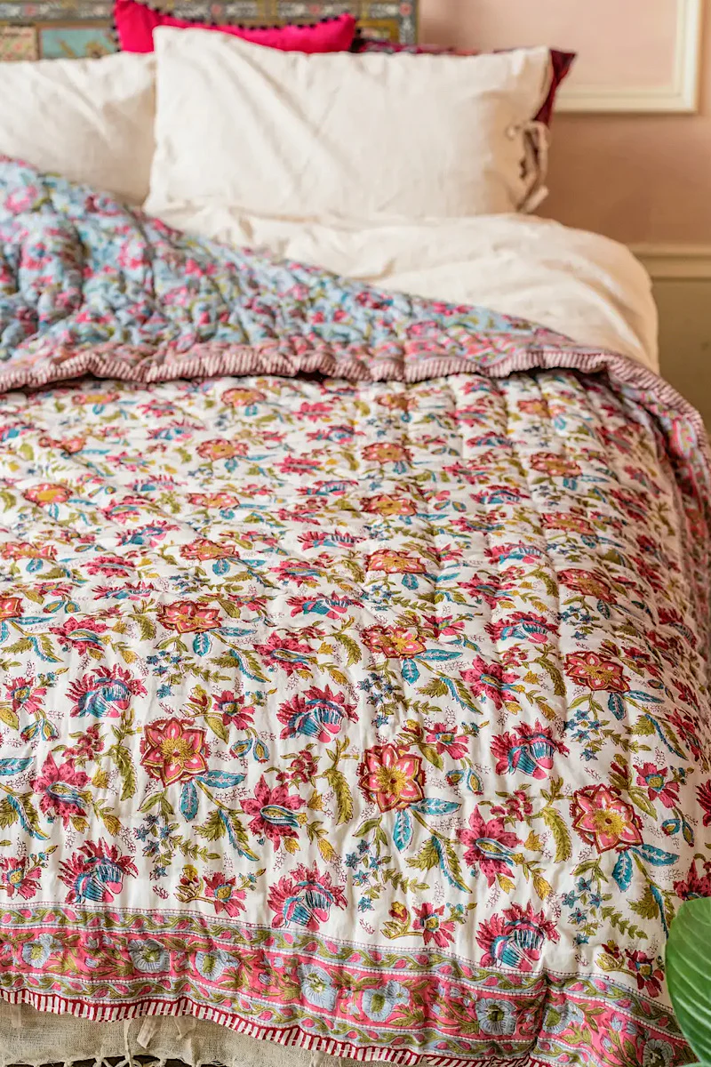 Joshika Blockprint Reversible Quilt - Image 3