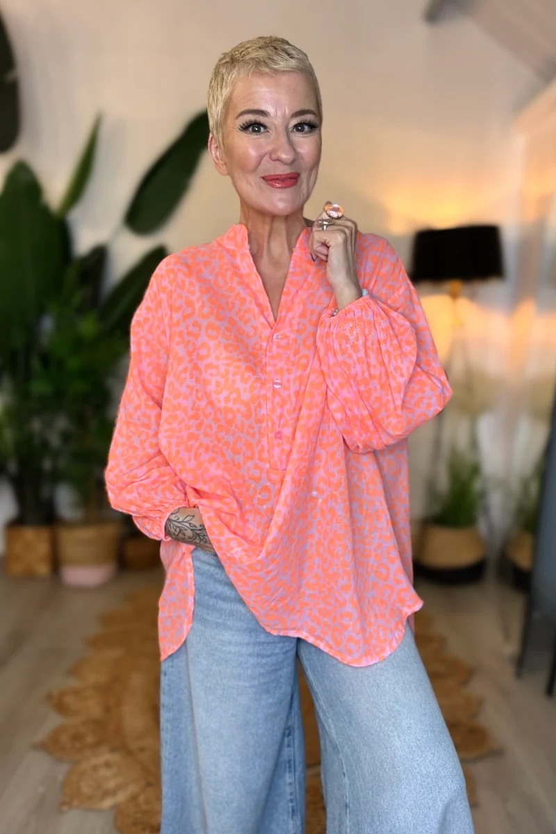 Largos Leopard Print Neon Shirt - Image 4