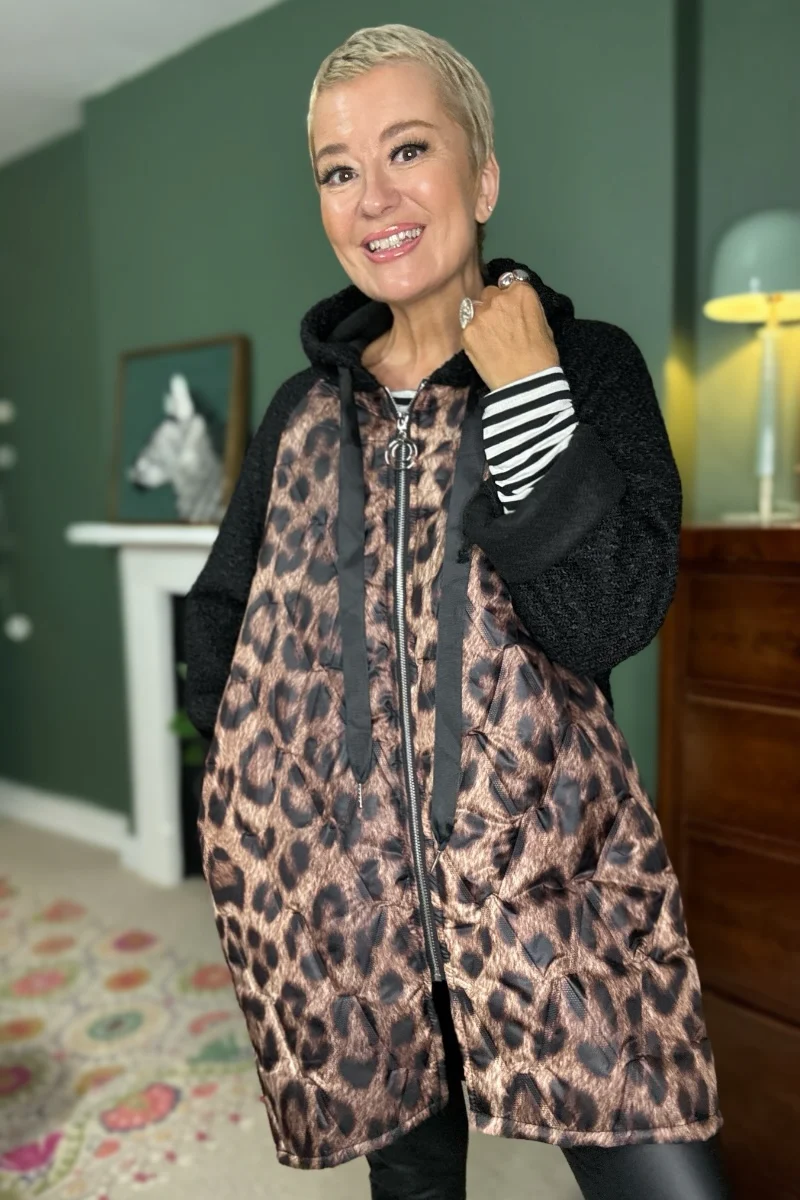 Leopard Print Panel Coat - Image 6