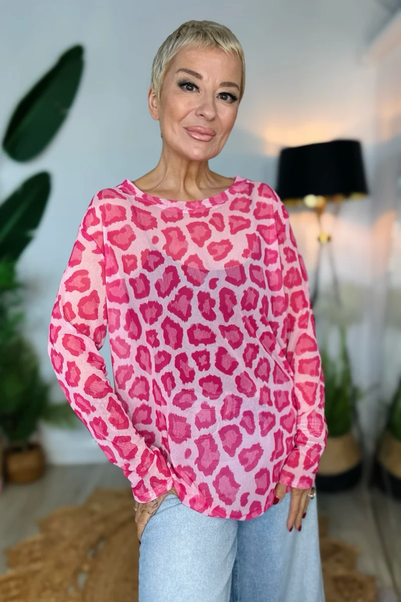 Luna Animal Print Mesh Top - Image 3