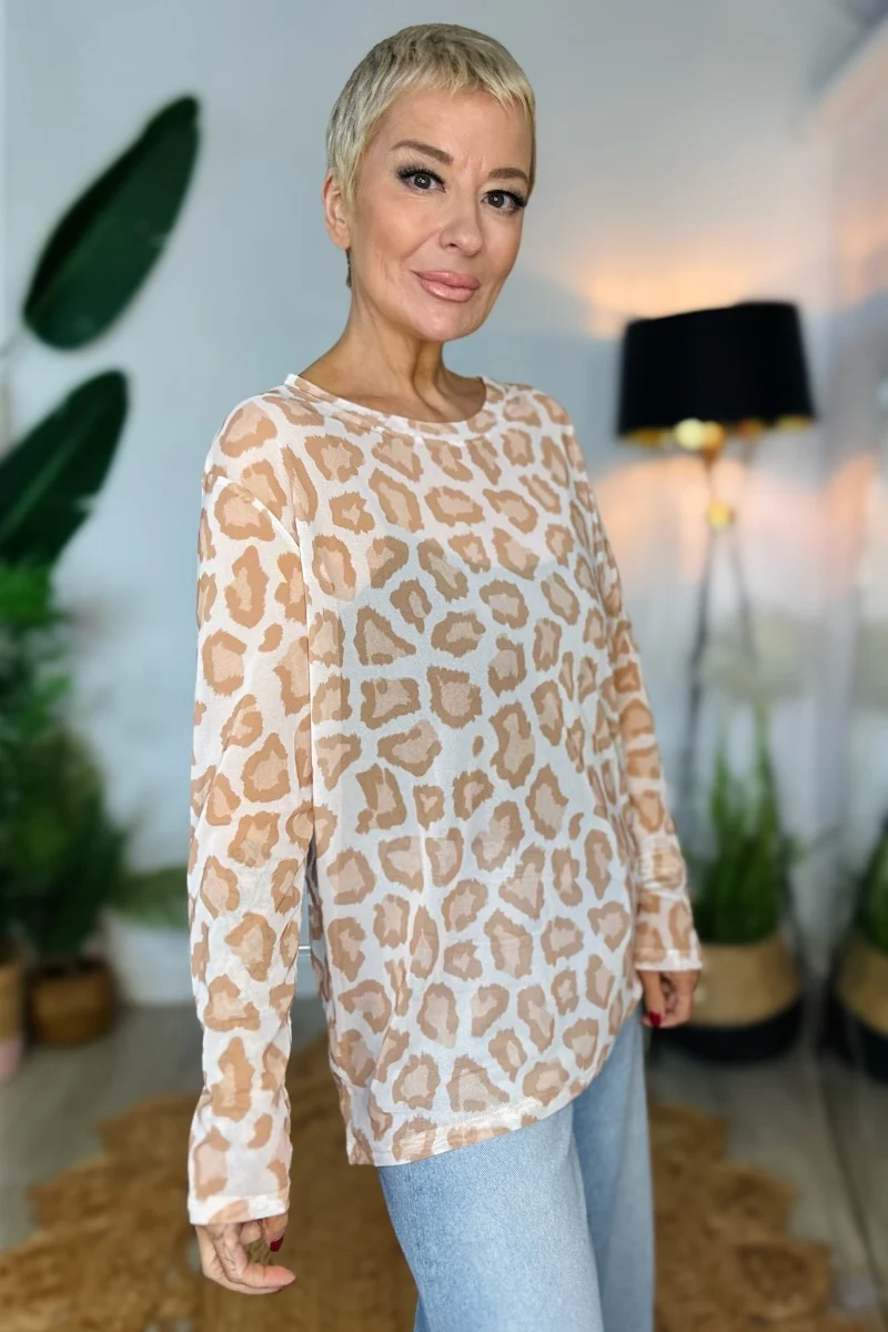 Luna Animal Print Mesh Top - Image 4