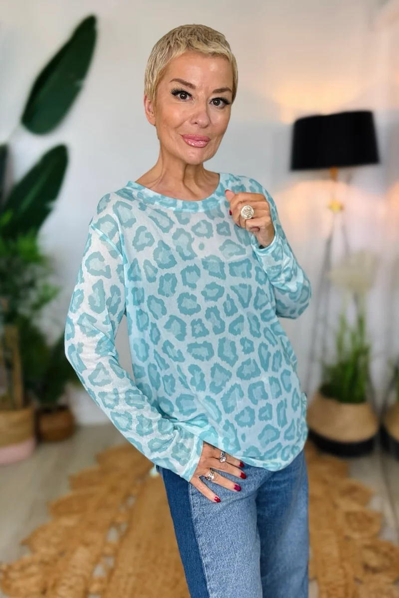 Luna Animal Print Mesh Top - Image 6