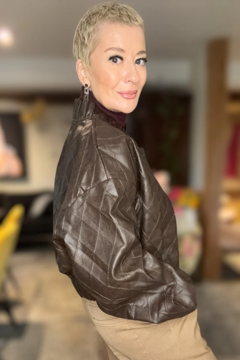 Phoenix Faux Leather Bomber Jacket - Image 3