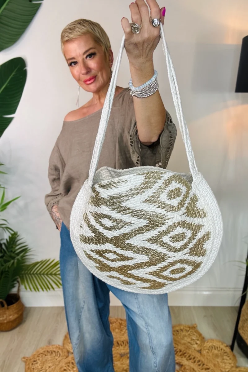 St Barts Circular Jute Bag - Image 2